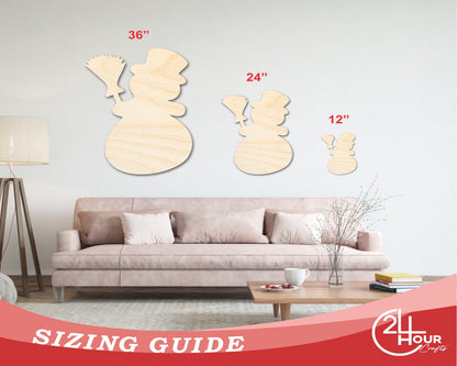 Unfinished Wood Snowman Shape - Winter Craft - up to 46"