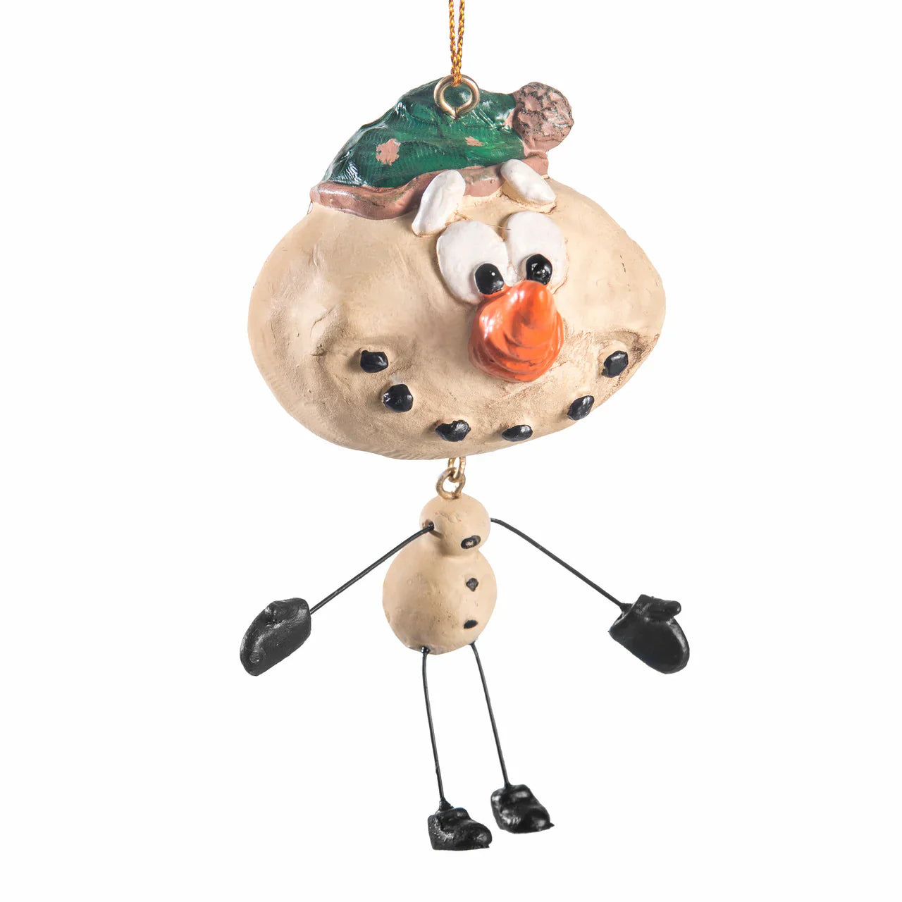 Snowman with Green Stocking Cap Ornament | Bert Anderson Collection