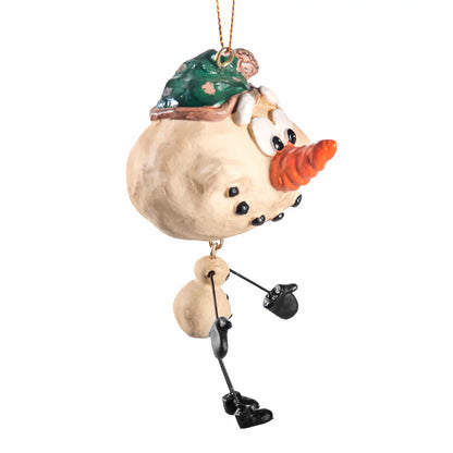 Snowman with Green Stocking Cap Ornament | Bert Anderson Collection
