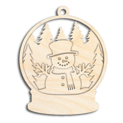 Unfinished Wood Layered Snow Globe Christmas Ornaments | 3 Piece | 5" Tall | 1/8" Wood | Wood Craft DIY