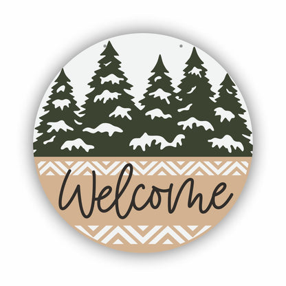 Unfinished Wood Welcome Snowy Trees Door Sign Kit | Wood Craft Cutouts | 1/4" Thick |