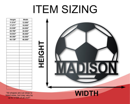 Custom Metal Soccer Monogram Wall Art - Metal Sports Sign - 14 Color Options