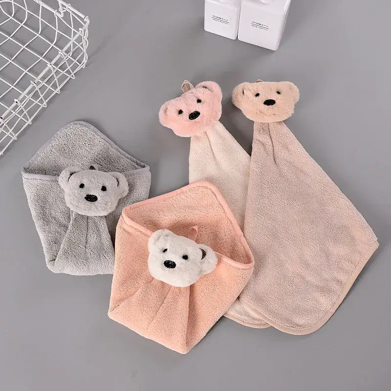 Soft cartoon bear microfiber hand towel 4 pack kitchen & bathroom