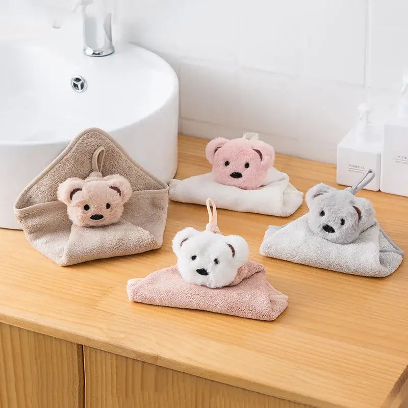 Soft cartoon bear microfiber hand towel 4 pack kitchen & bathroom