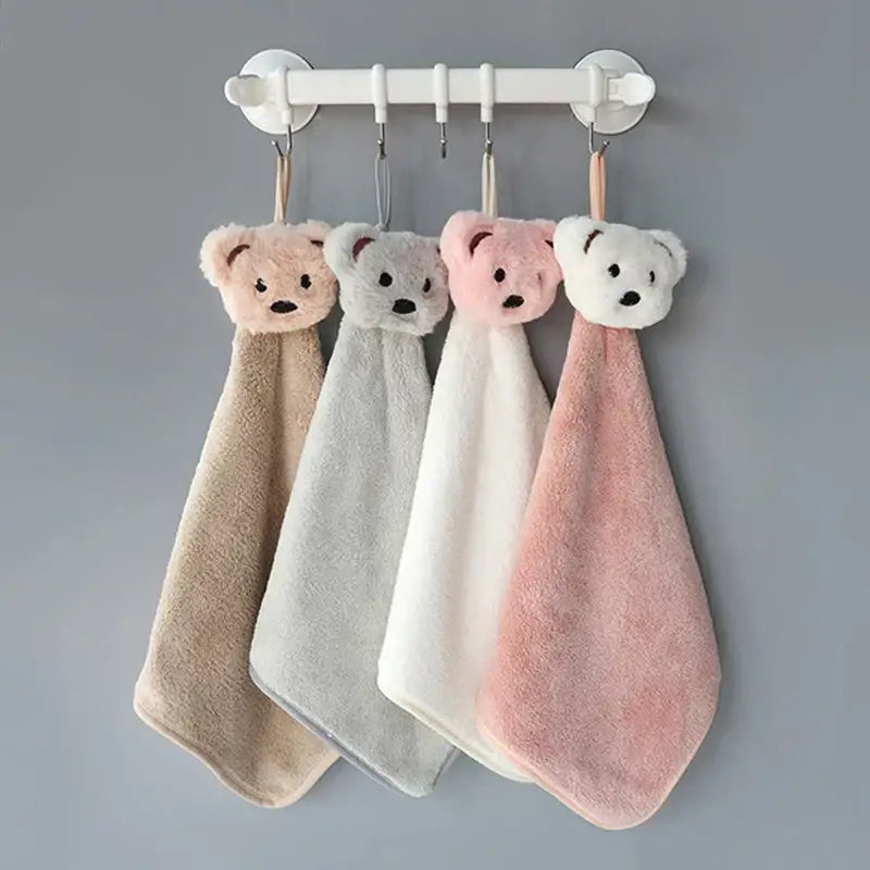 Soft cartoon bear microfiber hand towel 4 pack kitchen & bathroom