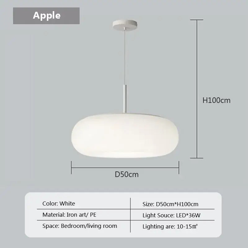 Soft cream apple paper pendant light bedroom cloud lantern