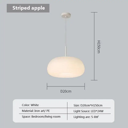 Soft cream apple paper pendant light bedroom cloud lantern