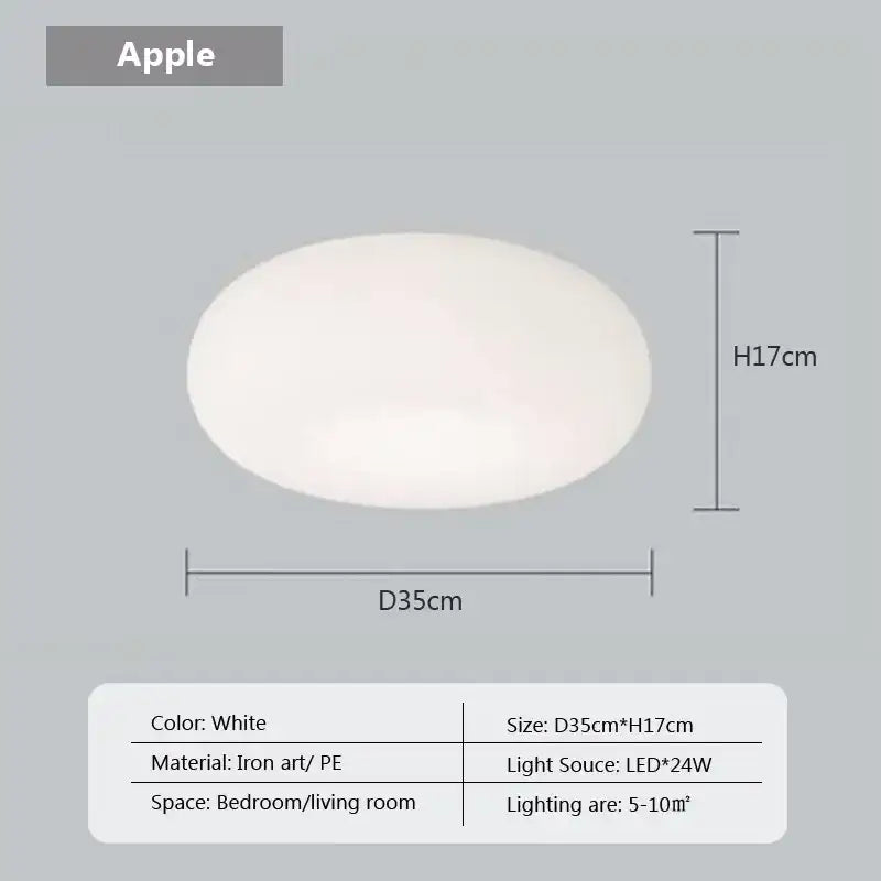 Soft cream apple paper pendant light bedroom cloud lantern