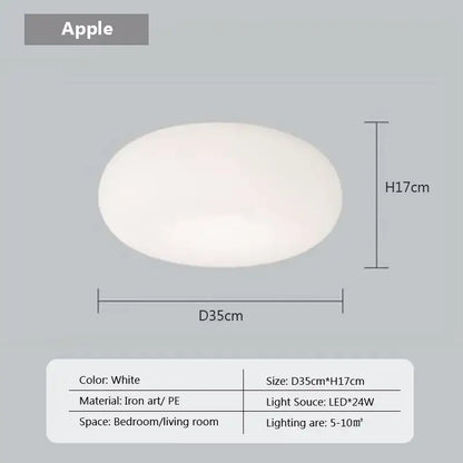 Soft cream apple paper pendant light bedroom cloud lantern