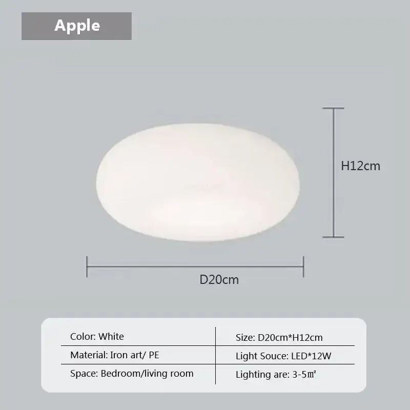 Soft cream apple paper pendant light bedroom cloud lantern