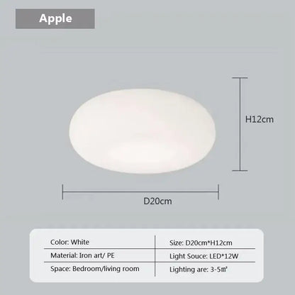 Soft cream apple paper pendant light bedroom cloud lantern
