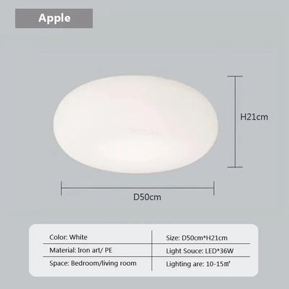 Soft cream apple paper pendant light bedroom cloud lantern