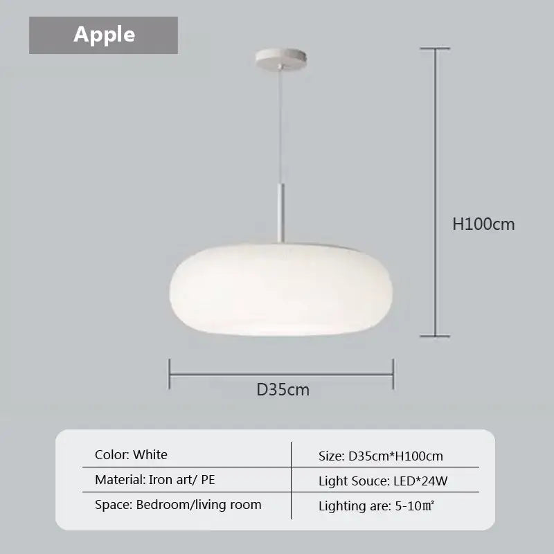 Soft cream apple paper pendant light bedroom cloud lantern
