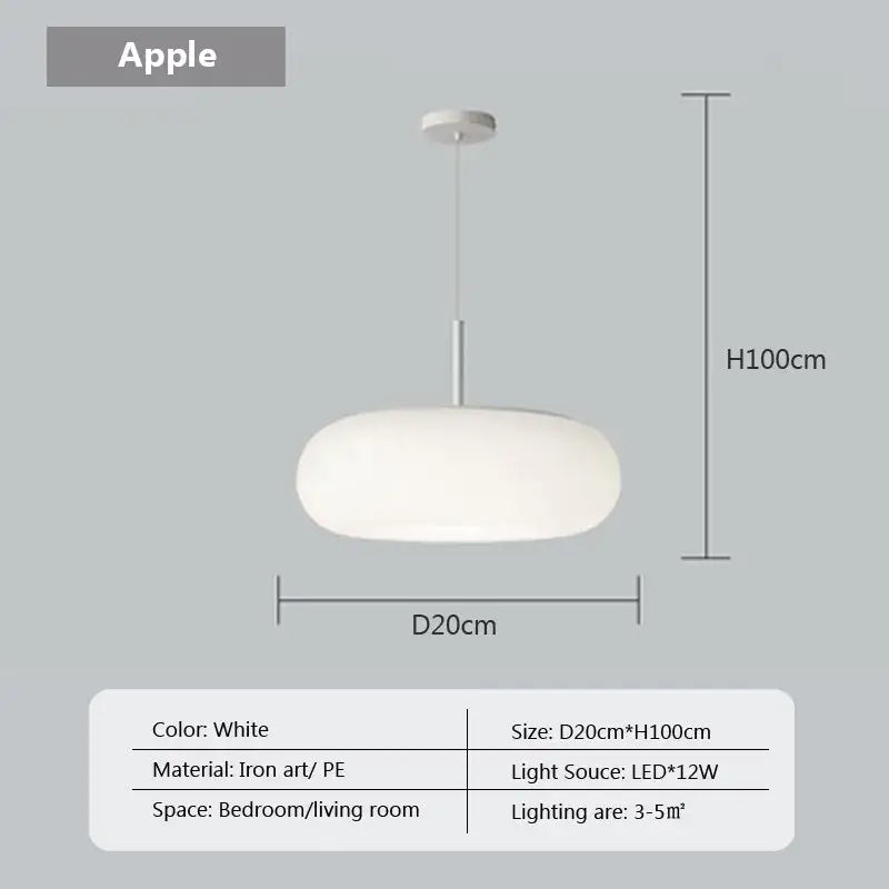 Soft cream apple paper pendant light bedroom cloud lantern