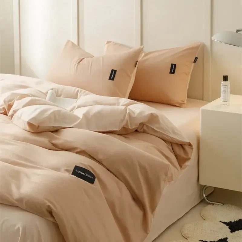 Soft cream cotton bedding set bedroom duvet with pillowcases