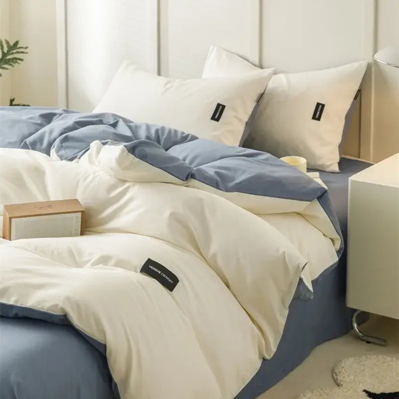 Soft cream cotton bedding set bedroom duvet with pillowcases