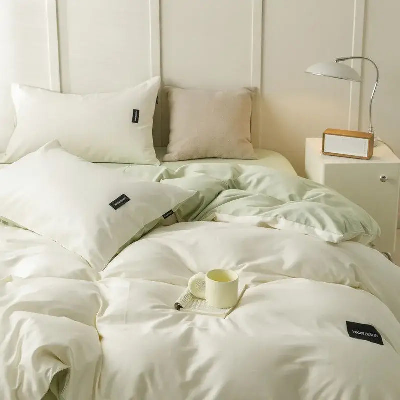 Soft cream cotton bedding set bedroom duvet with pillowcases