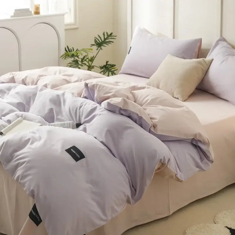 Soft cream cotton bedding set bedroom duvet with pillowcases