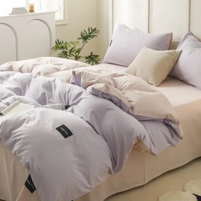 Soft cream cotton bedding set bedroom duvet with pillowcases