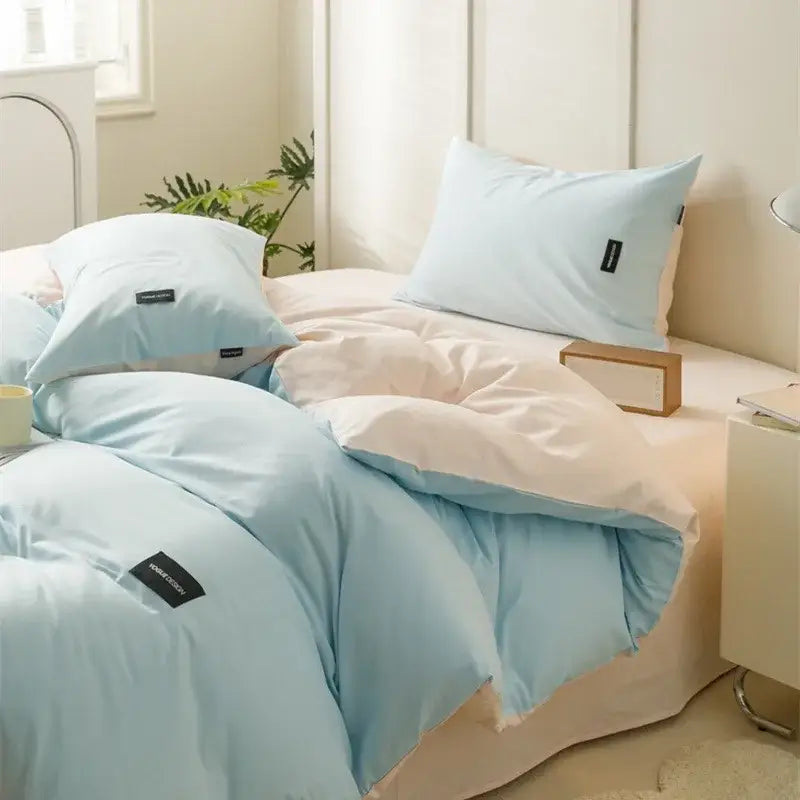 Soft cream cotton bedding set bedroom duvet with pillowcases