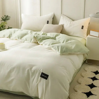 Soft cream cotton bedding set bedroom duvet with pillowcases