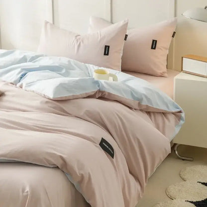 Soft cream cotton bedding set bedroom duvet with pillowcases