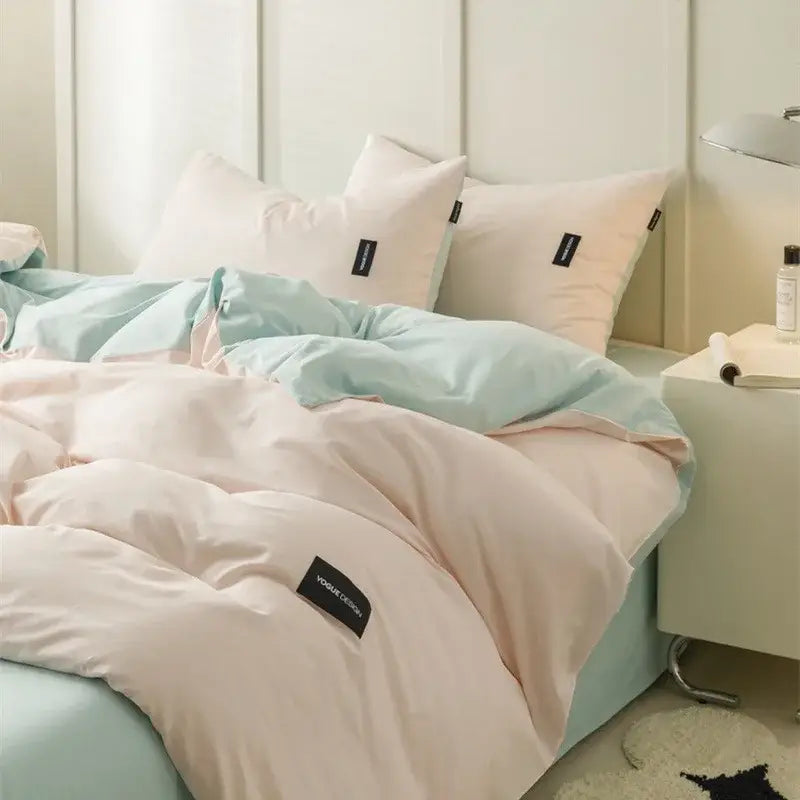 Soft cream cotton bedding set bedroom duvet with pillowcases