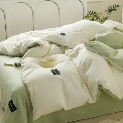 Soft cream cotton bedding set bedroom duvet with pillowcases