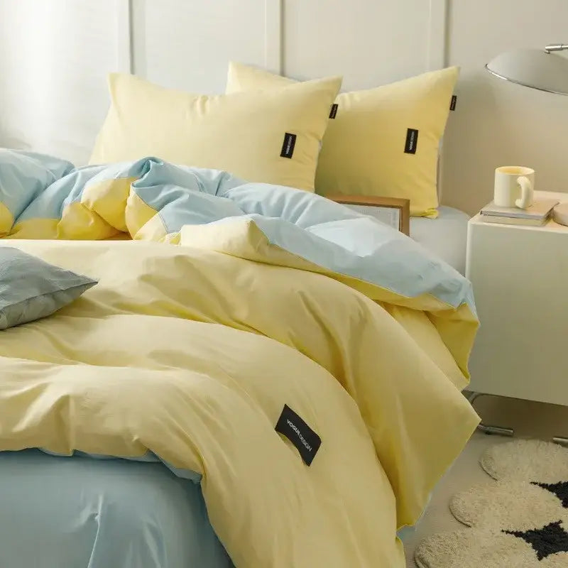 Soft cream cotton bedding set bedroom duvet with pillowcases
