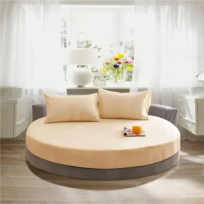 Soft dark gray cotton round bed sheet set bedroom bedding