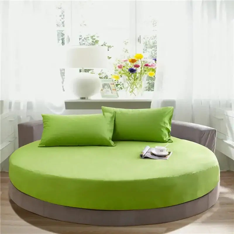 Soft dark gray cotton round bed sheet set bedroom bedding