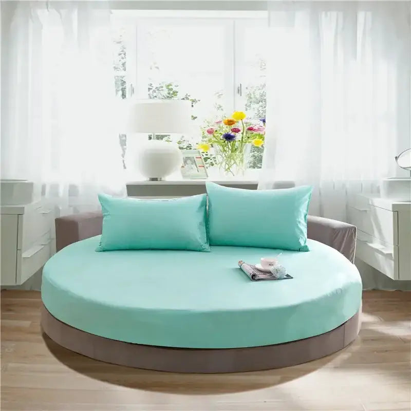 Soft dark gray cotton round bed sheet set bedroom bedding