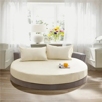 Soft dark gray cotton round bed sheet set bedroom bedding