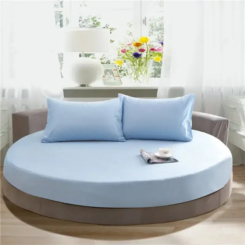 Soft dark gray cotton round bed sheet set bedroom bedding