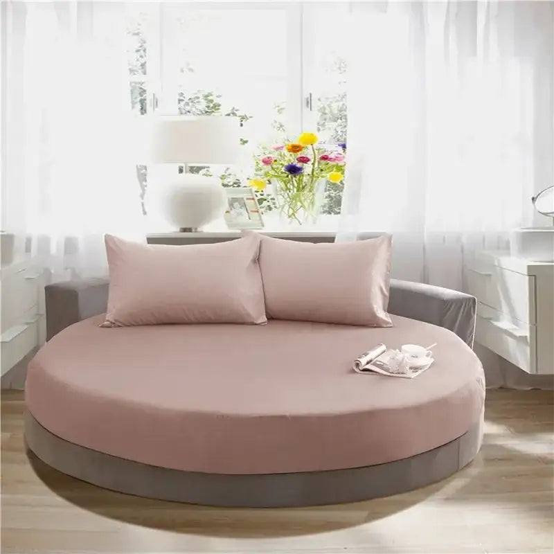 Soft dark gray cotton round bed sheet set bedroom bedding