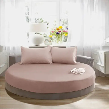 Soft dark gray cotton round bed sheet set bedroom bedding