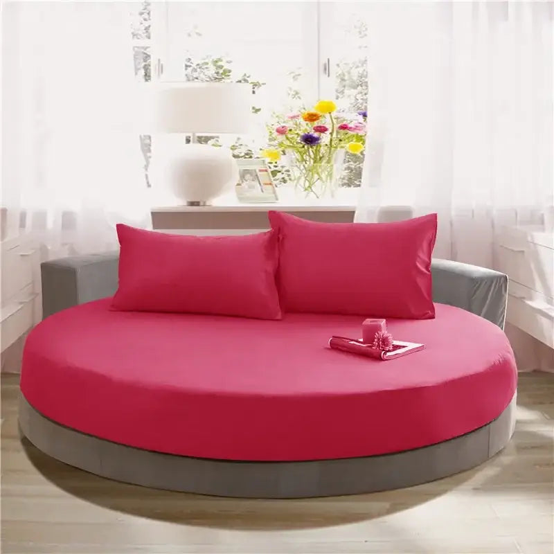 Soft dark gray cotton round bed sheet set bedroom bedding