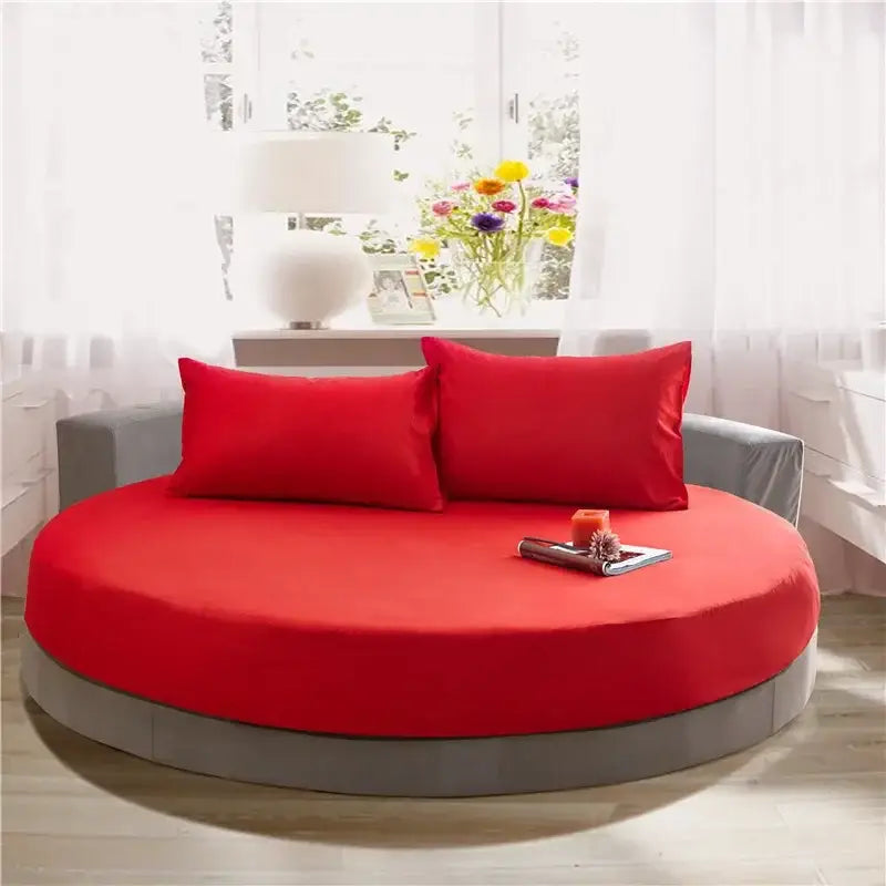 Soft dark gray cotton round bed sheet set bedroom bedding