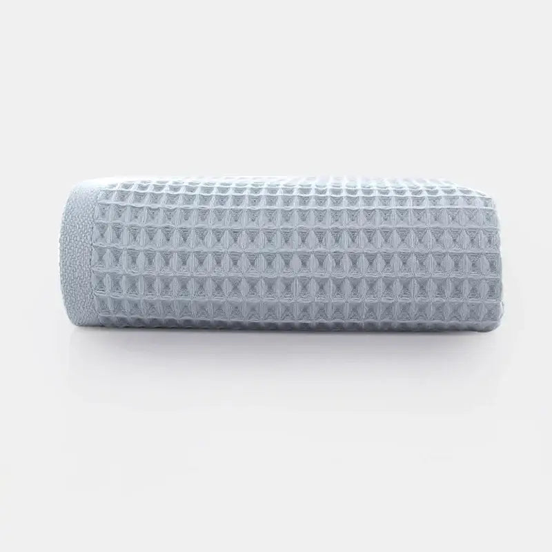 Soft gray blush & blue cotton waffle towel bath set for bathroom