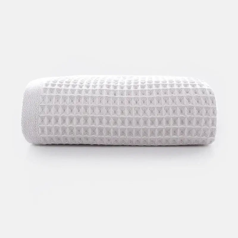 Soft gray blush & blue cotton waffle towel bath set for bathroom