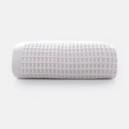 Soft gray blush & blue cotton waffle towel bath set for bathroom