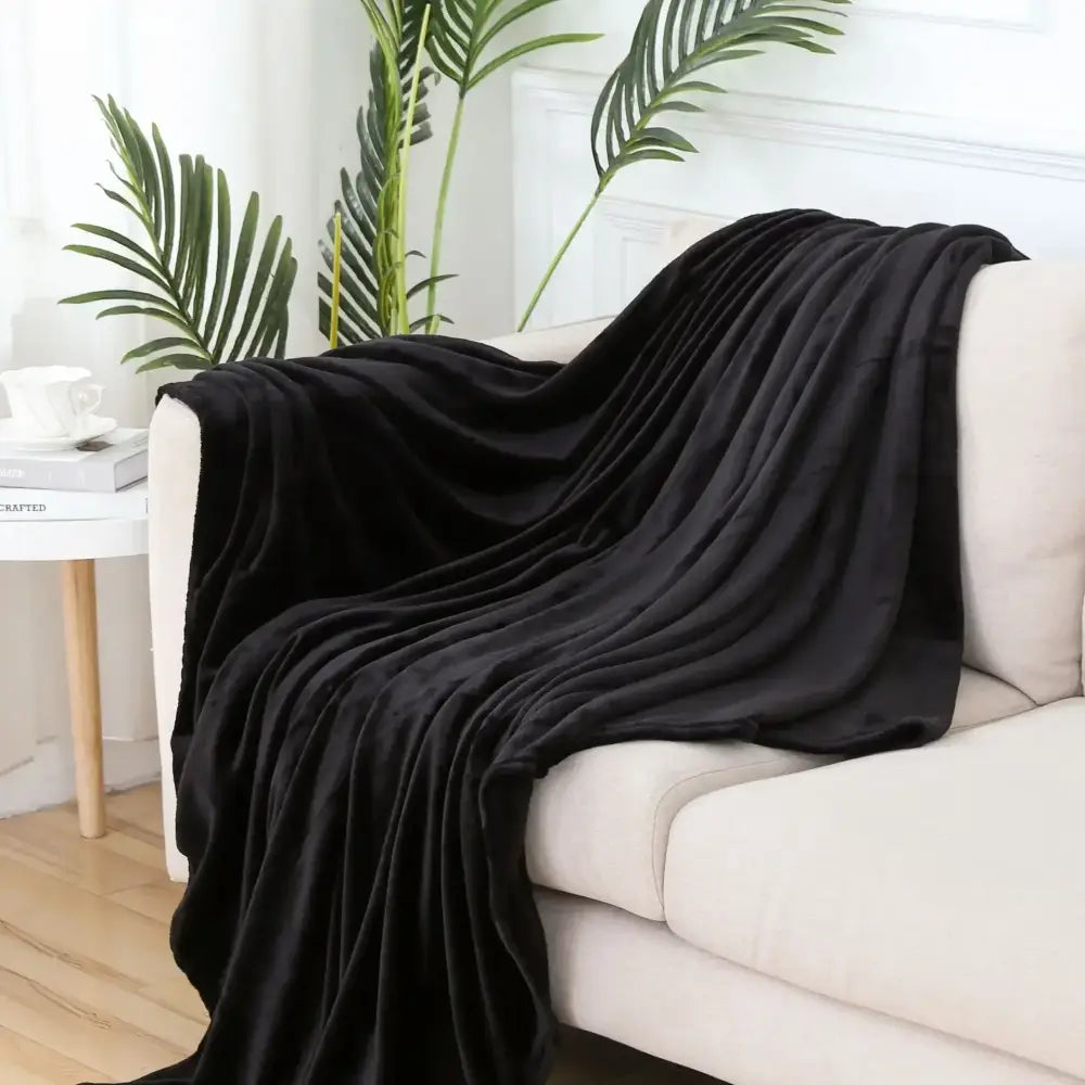 Soft gray cozy flannel warm blanket bedroom plush shawl