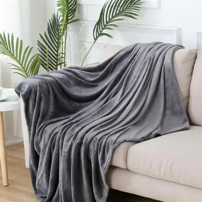 Soft gray cozy flannel warm blanket bedroom plush shawl