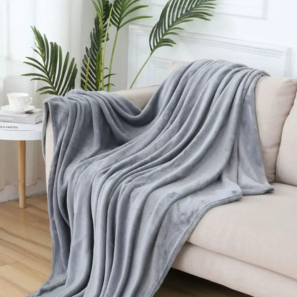 Soft gray cozy flannel warm blanket bedroom plush shawl