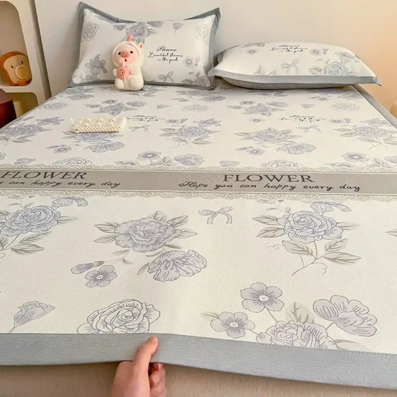 Soft gray floral antibacterial pattern mat set bedroom mattress