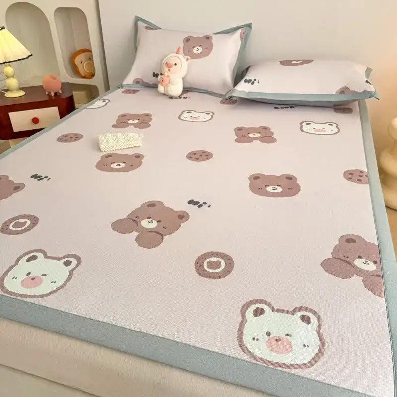 Soft gray floral antibacterial pattern mat set bedroom mattress