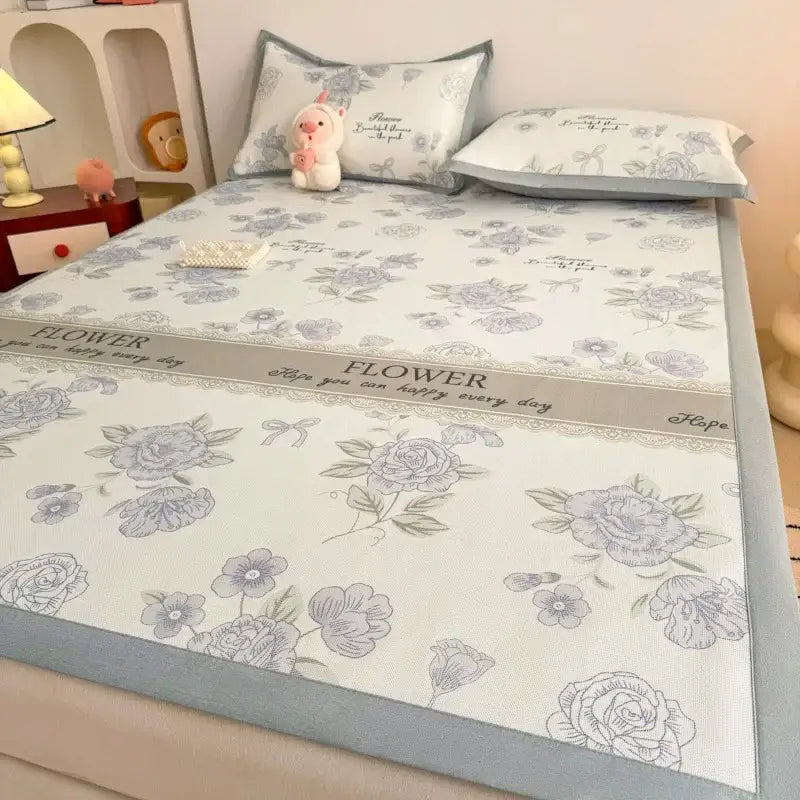 Soft gray floral antibacterial pattern mat set bedroom mattress