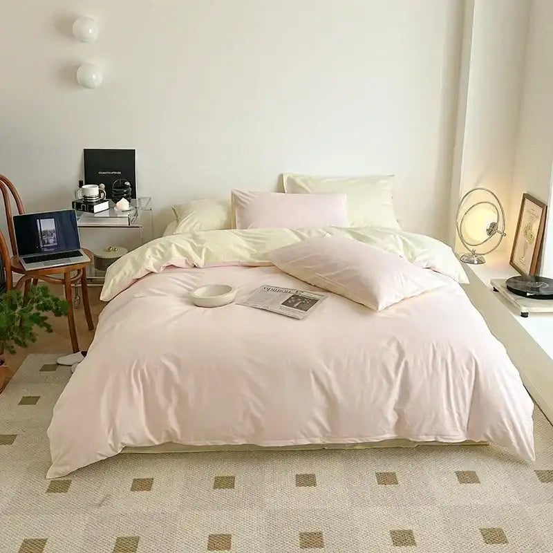 Soft lavender cotton queen bedding set bedroom satin finish duvet cover