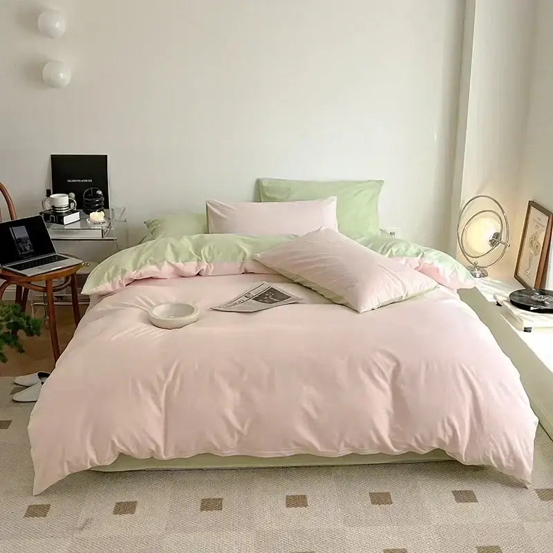 Soft lavender cotton queen bedding set bedroom satin finish duvet cover