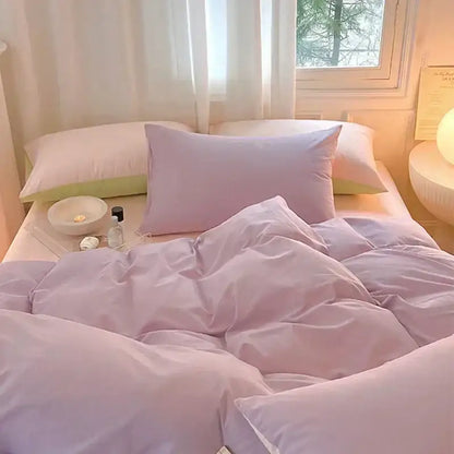 Soft lavender cotton queen bedding set bedroom satin finish duvet cover
